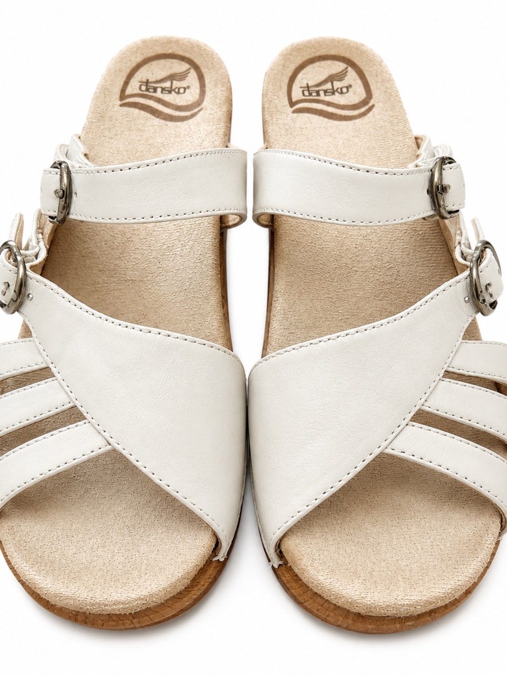 Dansko White Leather Strappy Slide Sandals Comfort 8.5 US 39 Euro